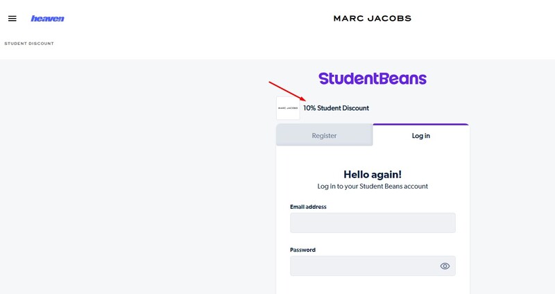Marc Jacobs student discount