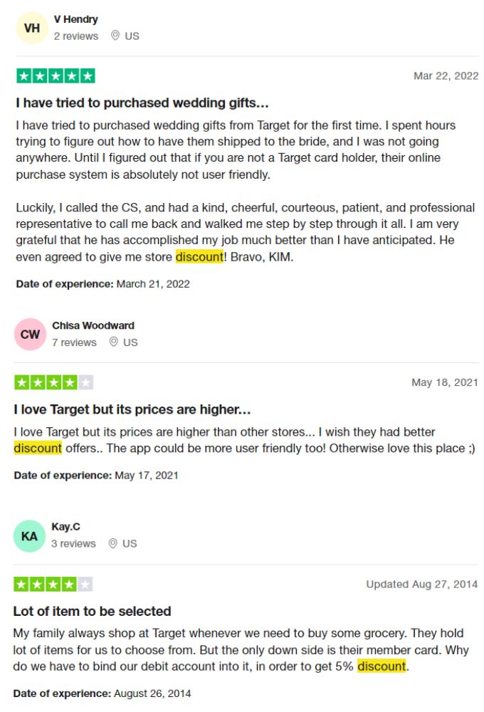 Target reviews