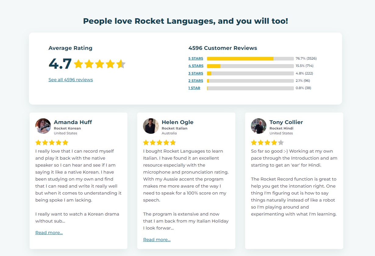Rocket Languages reviews